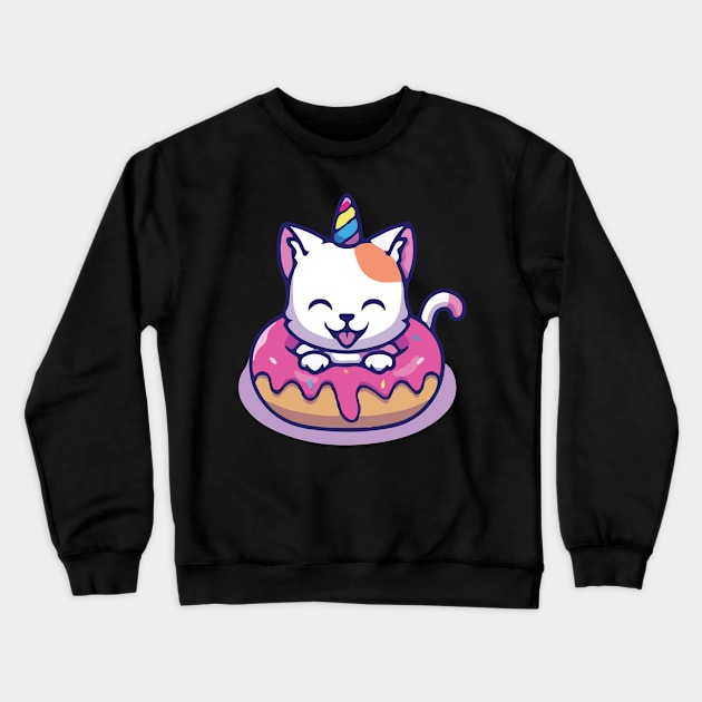 cat unicorn so cute face mask Crewneck Sweatshirt by Cats Cute 